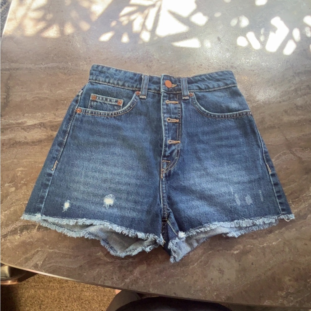 Roxy Blue Jean Shorts Distressed Cut-Off Style
